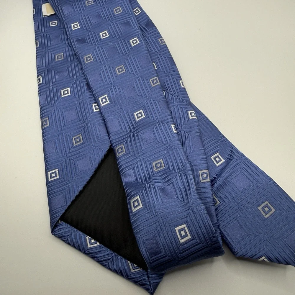 Michael Kors Blue Geometric Squares 100%‎ Silk Men's  Tie 58